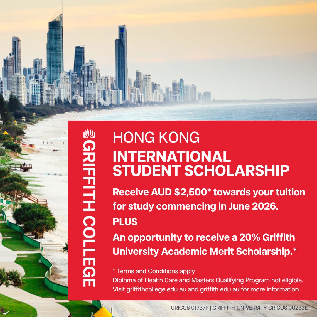 Griffith College scholarship 2026 T2 - Hong Kong